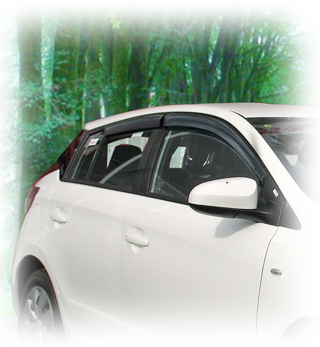 Customer testimonials confirm overwhelming satisfaction with the C&C CarWorx set of four Tape-On Outside-Mount Window Visor Rain Guards to fit 2013-14-15-16-17-18-19 Toyota Yaris/Vitz/Echo 5-Door Hatchback Models 