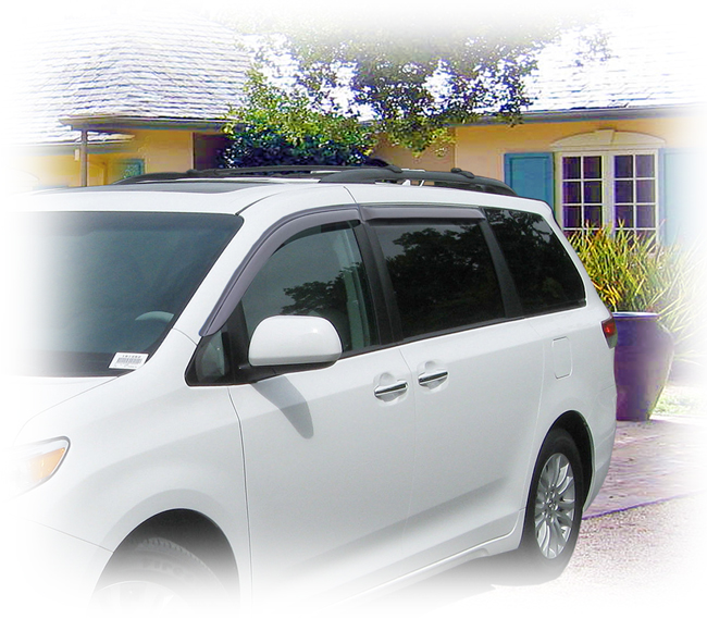 Customer testimonials confirm overwhelming satisfaction with the C&C CarWorx set of four Tape-On Outside-Mount Window Visor Rain Guards to fit 2011-12-13-14-15-16-17-18-19-20 Toyota Sienna models 