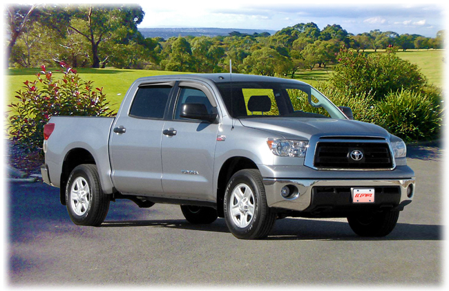 C&C CarWorx set of four Tape-On Outside-Mount Window Visor Rain Guards to fit 2007-08-09-10-11-12-13-14-15-16-17-18-19-20 Toyota Tundra CrewMax models 