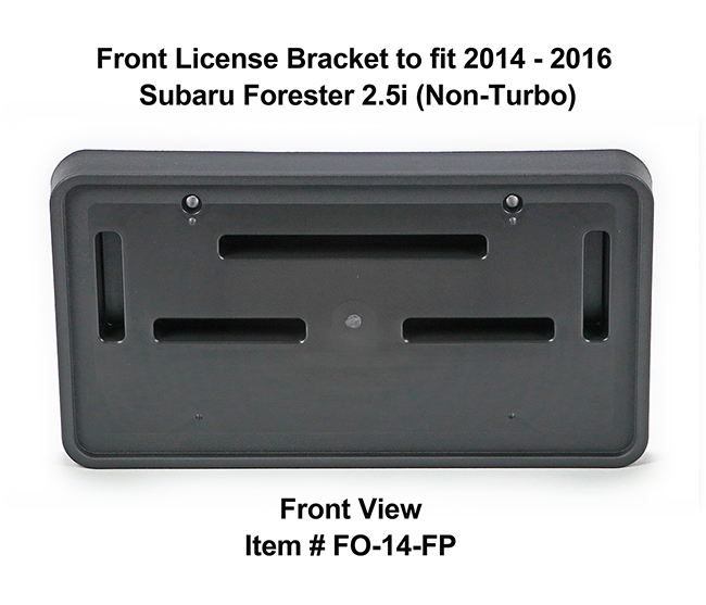 Front View of Front License Bracket FO-14-FP to fit 2014-2016 Subaru Forester 2.5i (Non-Turbo) custom designed and manufactured by C&C CarWorx