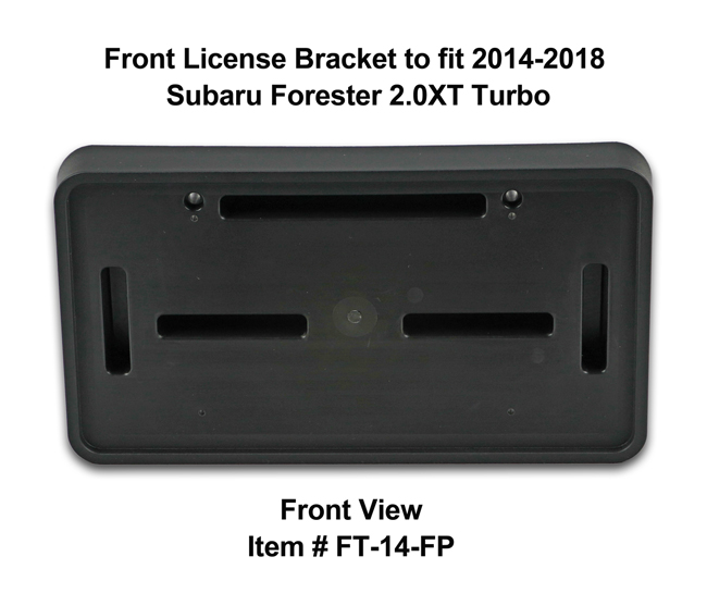 Front View of Front License Bracket FT-14-FP to fit 2014-2018 Subaru Forester 2.0XT (Turbo) custom designed and manufactured by C&C CarWorx