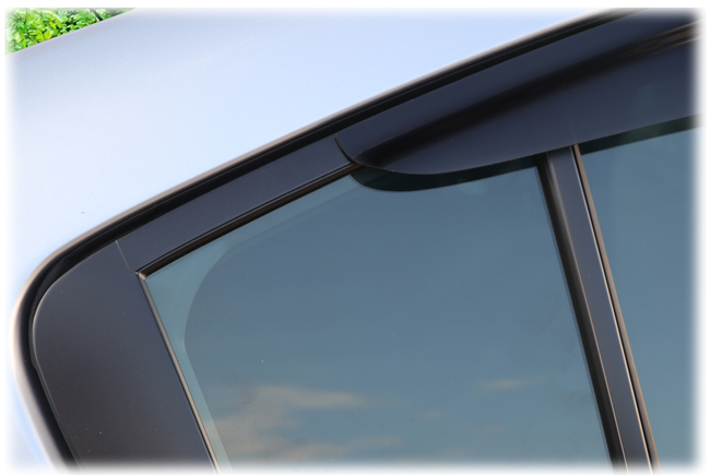 Rear tip of the C&C CarWorx Window Visor Rain Guards installed on  the 2017 Impreza Sedan excluding WRX & STI models.