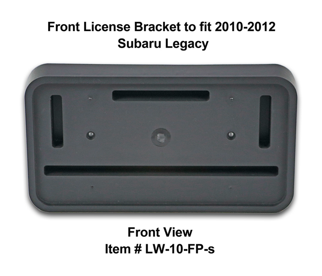 Front View of Front License Bracket LW-10-FP-s to fit 2010-2012 Subaru Legacy Sedan custom designed and manufactured by C&C CarWorx