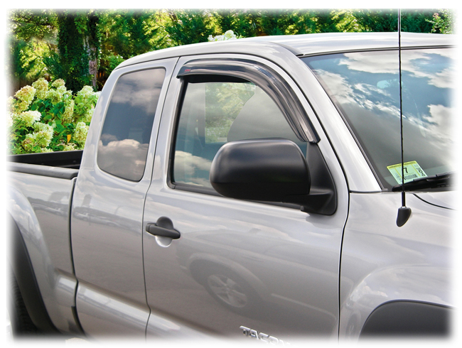 C&C CarWorx set of two Tape-On Outside-Mount Window Visor Rain Guards to fit 2005-06-07-08-09-10-11-12-13-14-15-16 Toyota Tacoma Access Cab models 