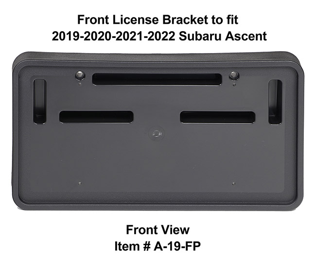 Front View of Front License Bracket A-19-FP to fit 2019-2020-2021-2022 Subaru Ascent custom designed and manufactured by C&C CarWorx