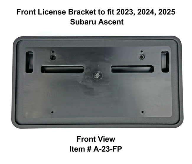 Front View of Front License Bracket A-23-FP to fit 2023, 2024, 2025  Subaru Ascent custom designed and manufactured by C&C CarWorx