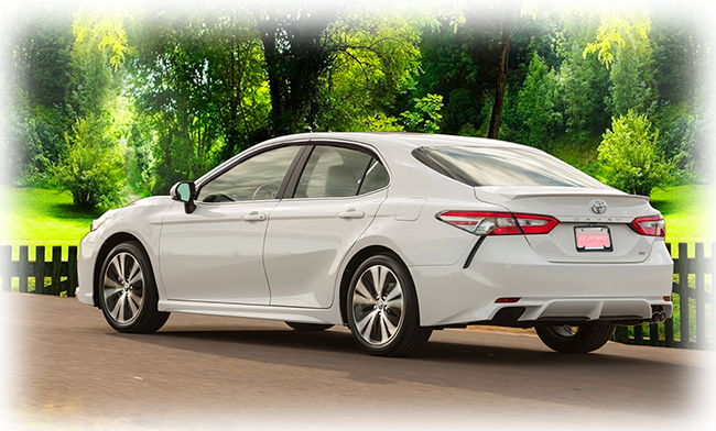 These high-quality aftermarket injection-molded tape-on window visor rain guards fit all models of the 2018, 2019, 2020 Toyota Camry.