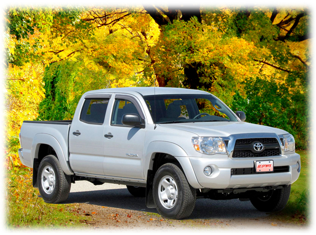 C&C CarWorx set of four Tape-On Outside-Mount Window Visor Rain Guards to fit 2005-06-07-08-09-10-11-12-13-14-15-16 Toyota Tacoma Double Cab models 