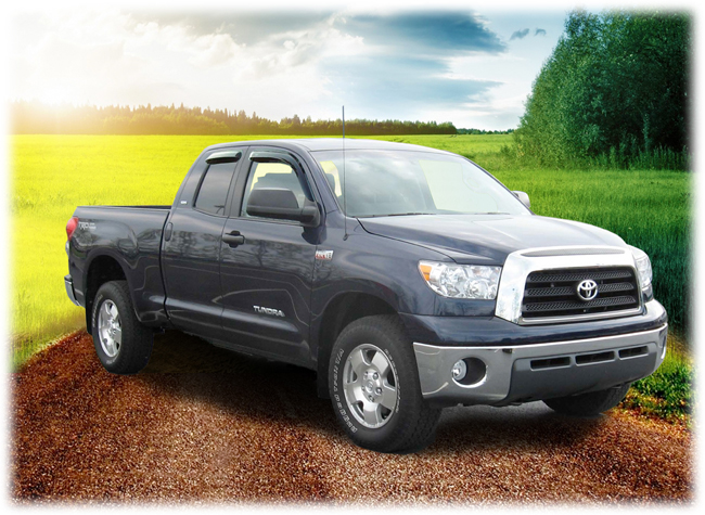 C&C CarWorx set of four Tape-On Outside-Mount Window Visor Rain Guards to fit 2007-08-09-10-11-12-13-14-15-16-17-18-19-20 Toyota Tundra Double Cab models 