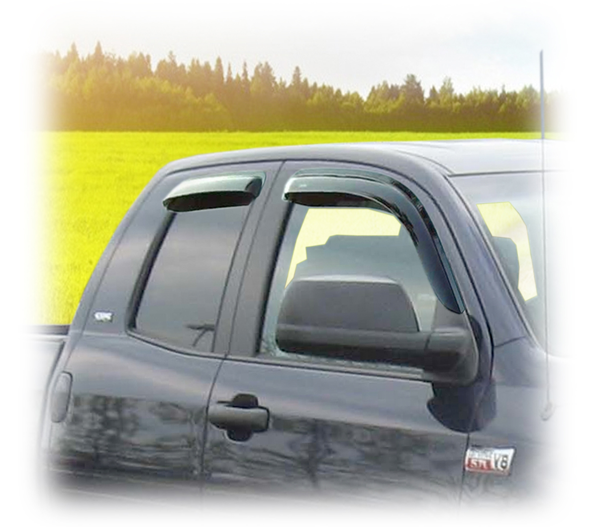 Tape-On Sunroof Rain Guard Visor Light Grey 5pc For 00-06 Toyota Tundra Ext Cab 