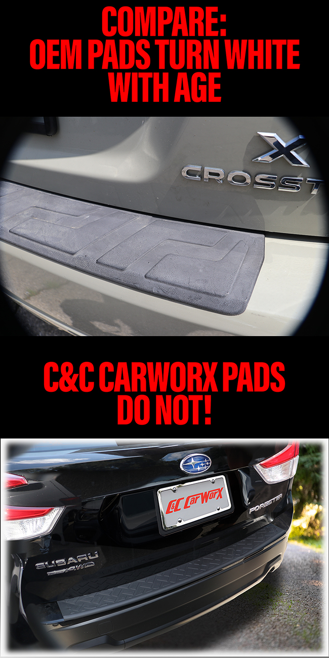 Compare OEM Rear Bumper Pads with CarWorx Pads
