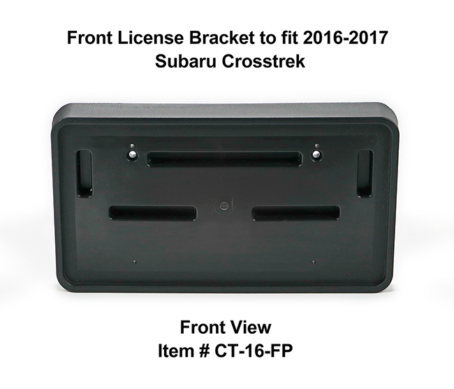 Front View of Front License Bracket CT-16-FP to fit 2016-2017 Subaru Crosstrek custom designed and manufactured by C&C CarWorx