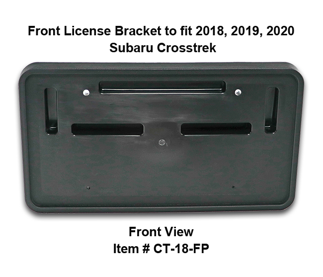 Front View of Front License Bracket CT-18-FP to fit 2018-2019-2020 Subaru Crosstrek custom designed and manufactured by C&C CarWorx