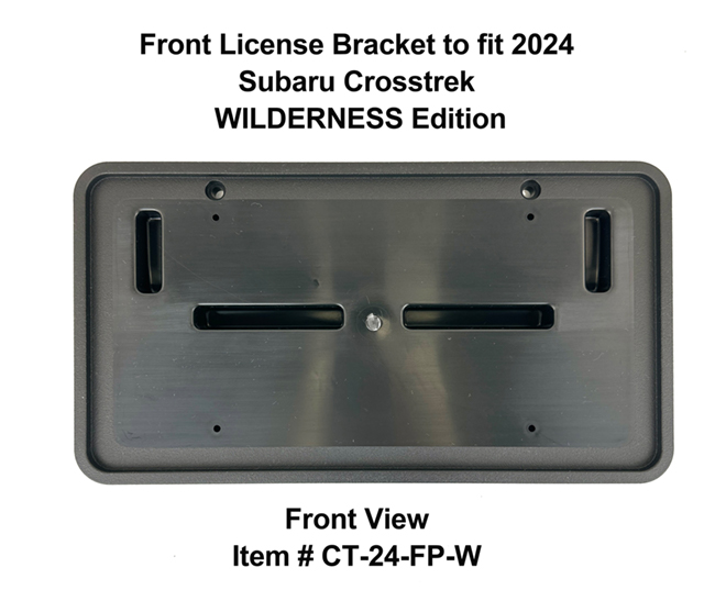 Front View of Front License Bracket CT-24-FP-W  to fit the 2024  Subaru Crosstrek Wilderness Edition)  custom designed and manufactured by C&C CarWorx