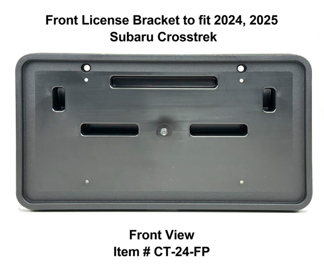 Front View of Front License Bracket CT-24-FP   to fit all models of 2024, 2025 Subaru Crosstrek (but NOT Wilderness Edition)  custom designed and manufactured by C&C CarWorx