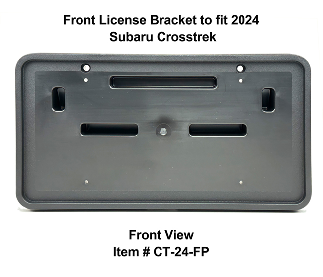 Front View of Front License Bracket CT-24-FP   to fit all models of 2024  Subaru Crosstrek (but NOT Wilderness Edition)  custom designed and manufactured by C&C CarWorx