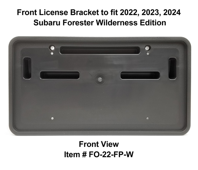 Front View of Front License Bracket FO-22-FP to fit 2022, 2023, 2024  Subaru Forester WILDERNESS Edition custom designed and manufactured by C&C CarWorx