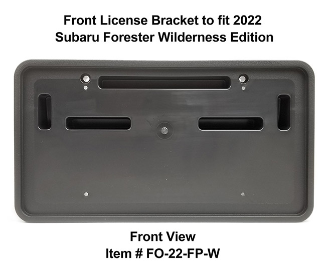 Front View of Front License Bracket FO-22-FP to fit 2022 Subaru Forester WILDERNESS Edition custom designed and manufactured by C&C CarWorx