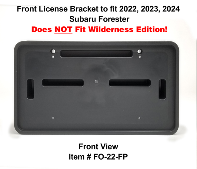 Front View of Front License Bracket FO-22-FP to fit 2022, 2023, 2024  Subaru Forester custom designed and manufactured by C&C CarWorx
