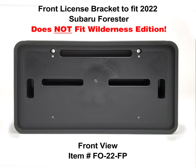 Front View of Front License Bracket FO-22-FP to fit 2022 Subaru Forester custom designed and manufactured by C&C CarWorx