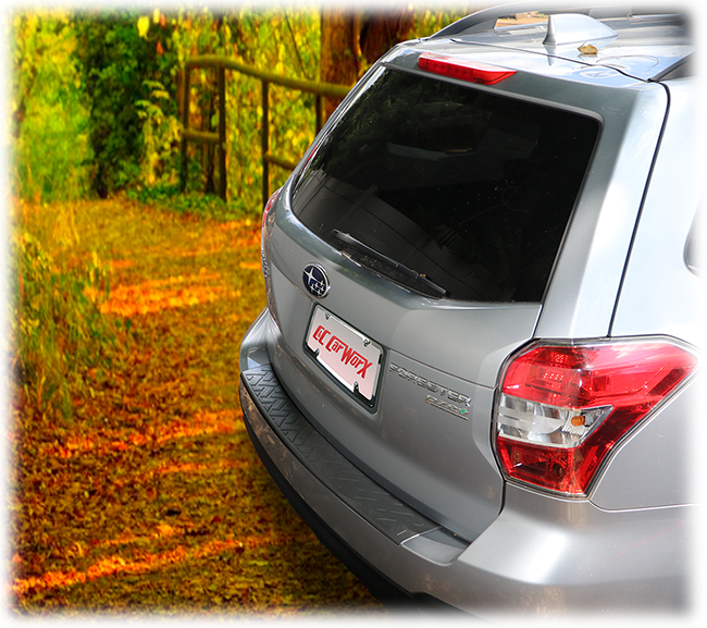 C&C CarWorx LONG Rear Bumper Pad, shown on a 2018 model, is designed to fit 2014-2018 Subaru Forester