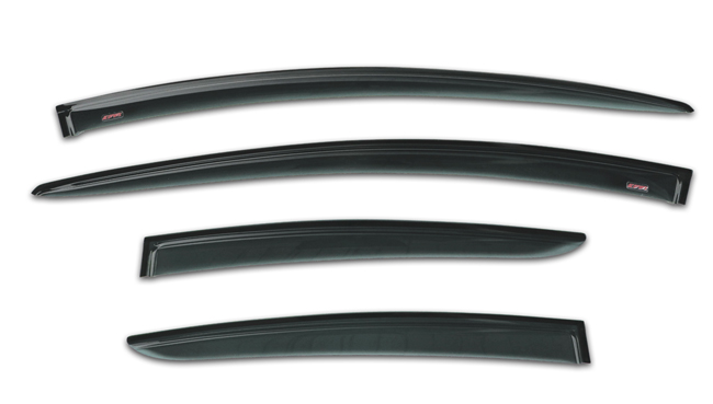 Shown: Set of Four WV-12PC-TF Tape-On Outside-Mount Window Visor Rain Guards
to fit 2012-16 Toyota Prius C