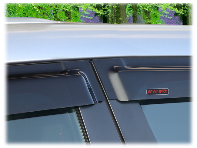 Perfect door abutment shown on the installation of the C&C CarWorx Window Visor Rain Guards perfectly made for the 2017-2018-2019-2020-2021 Impreza Sedan excluding WRX & STI models.