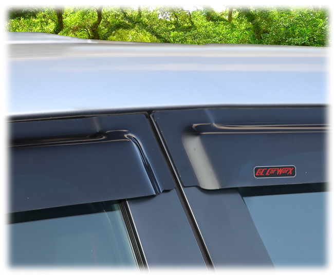 Perfect door abutment when installed, the C&C CarWorx Window Visor Rain Guards satisfy the most discerning lovers of elegant vehicle design and exact symmetry.