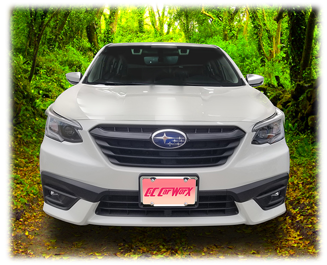 C&C CarWorx custom manufactures high quality aftermarket accessories to enhance your model of Subaru or Toyota, like this handsome front license bracket to fit the bumper of the 2020, 2021, 2022 Subaru Legacy Sedan perfectly.
