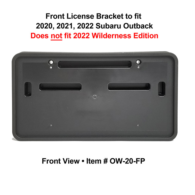 Front View of Front License Bracket OW-20-FP to fit 2020, 2021, 2022 Subaru Outback (WILL NOT FIT 2022 WILDERNESS EDITION) custom designed and manufactured by C&C CarWorx