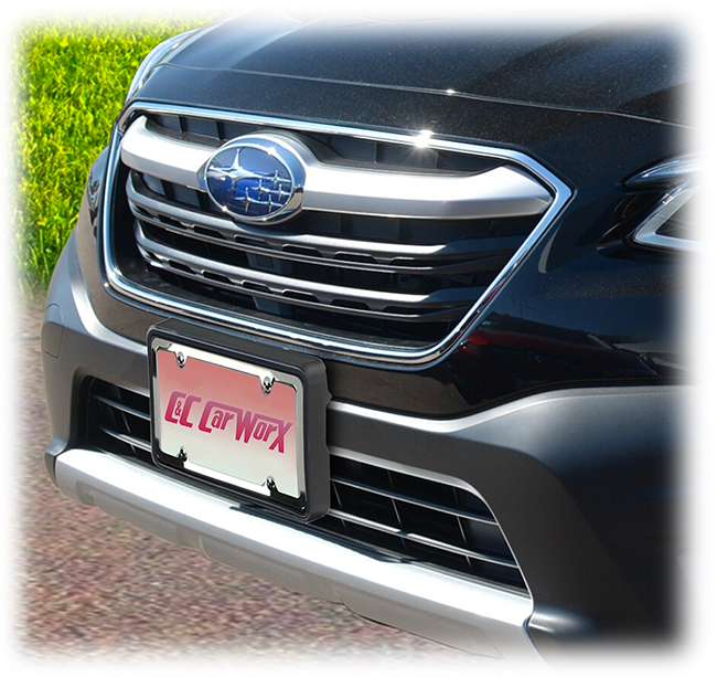 Easy to install, complete instructions are available outlining every detail you need to know. No new holes need to be drilled into your bumper! Our sharp screws pierce existing dimples Subaru leaves unopened since some states to do not require front license plates.