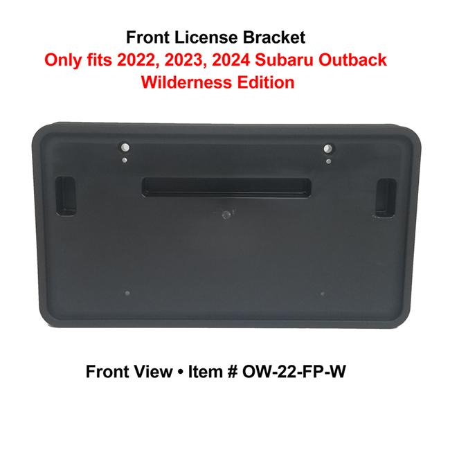 Front View of Front License Bracket OW-22-FP-W to fit 2022 Subaru Outback Wagon WILDERNESS EDITION) custom designed and manufactured by C&C CarWorx