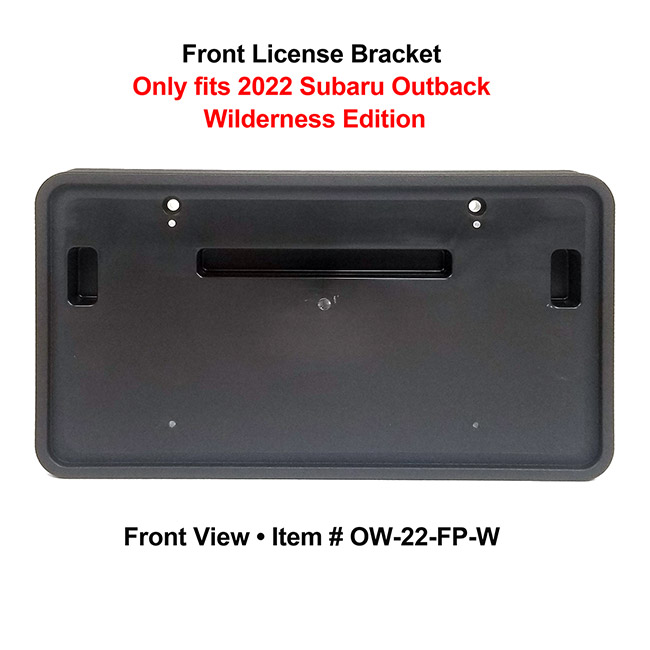 Front View of Front License Bracket OW-20-FP to fit 2022 Subaru Outback Wagon WILDERNESS EDITION) custom designed and manufactured by C&C CarWorx