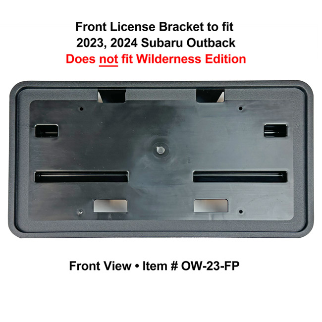 Front View of Front License Bracket OW-23-FP to fit 2023, 2024  Subaru Outback (WILL NOT FIT WILDERNESS EDITION) custom designed and manufactured by C&C CarWorx